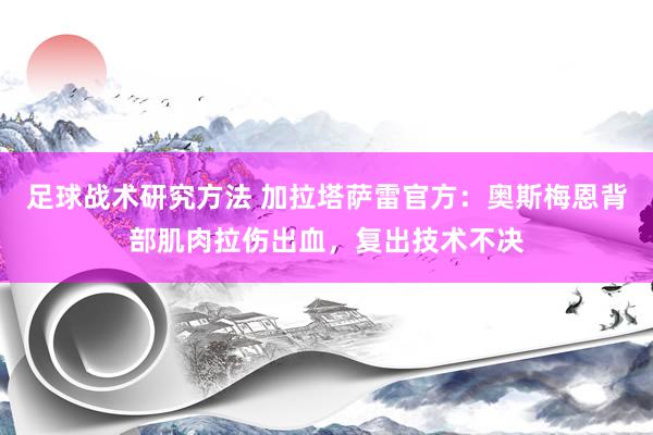 足球战术研究方法 加拉塔萨雷官方：奥斯梅恩背部肌肉拉伤出血，复出技术不决