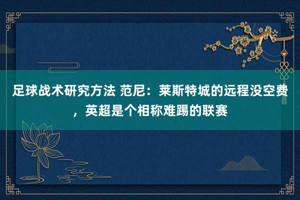 足球战术研究方法 范尼：莱斯特城的远程没空费，英超是个相称难踢的联赛